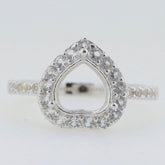 Sterling Silver Semi Mount Heart Ring Setting with White Topaz, customizable and made to order.